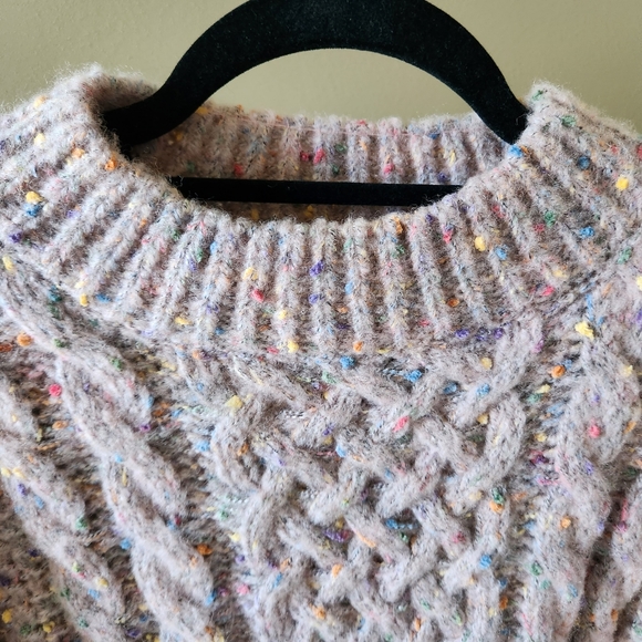 Nwot Harper Heritage Cable Knit Confetti Crewneck Sweater - Picture 4 of 9
